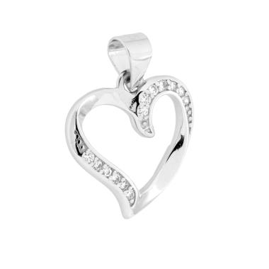 Ciondolo Cuore con Cubic Zirconia Bianchi in ARGENTO 925 Galvanica Rodio