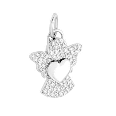 Ciondolo Angelo con Cubic Zirconia Bianchi in ARGENTO 925 Galvanica Rodio