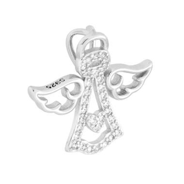 Ciondolo Angelo con Cubic Zirconia Bianchi in ARGENTO 925 Galvanica Rodio