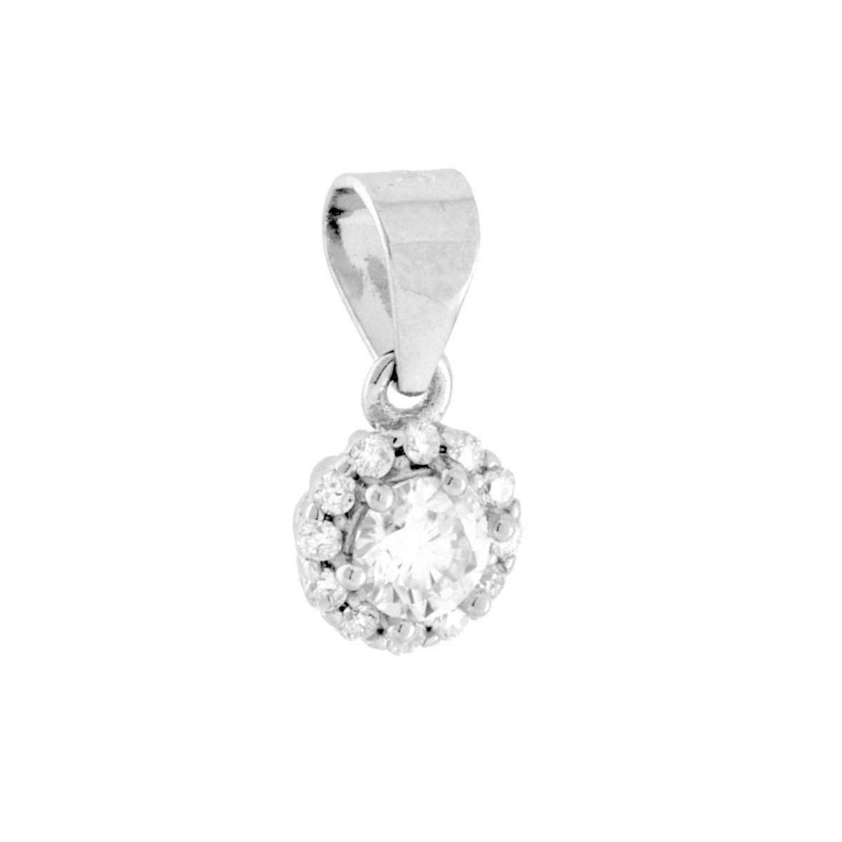 Parure Set Orecchini e Ciondolo Punto Luce Fiore con MOISSANITE Bianchi in ARGENTO 925 Galvanica Rodio