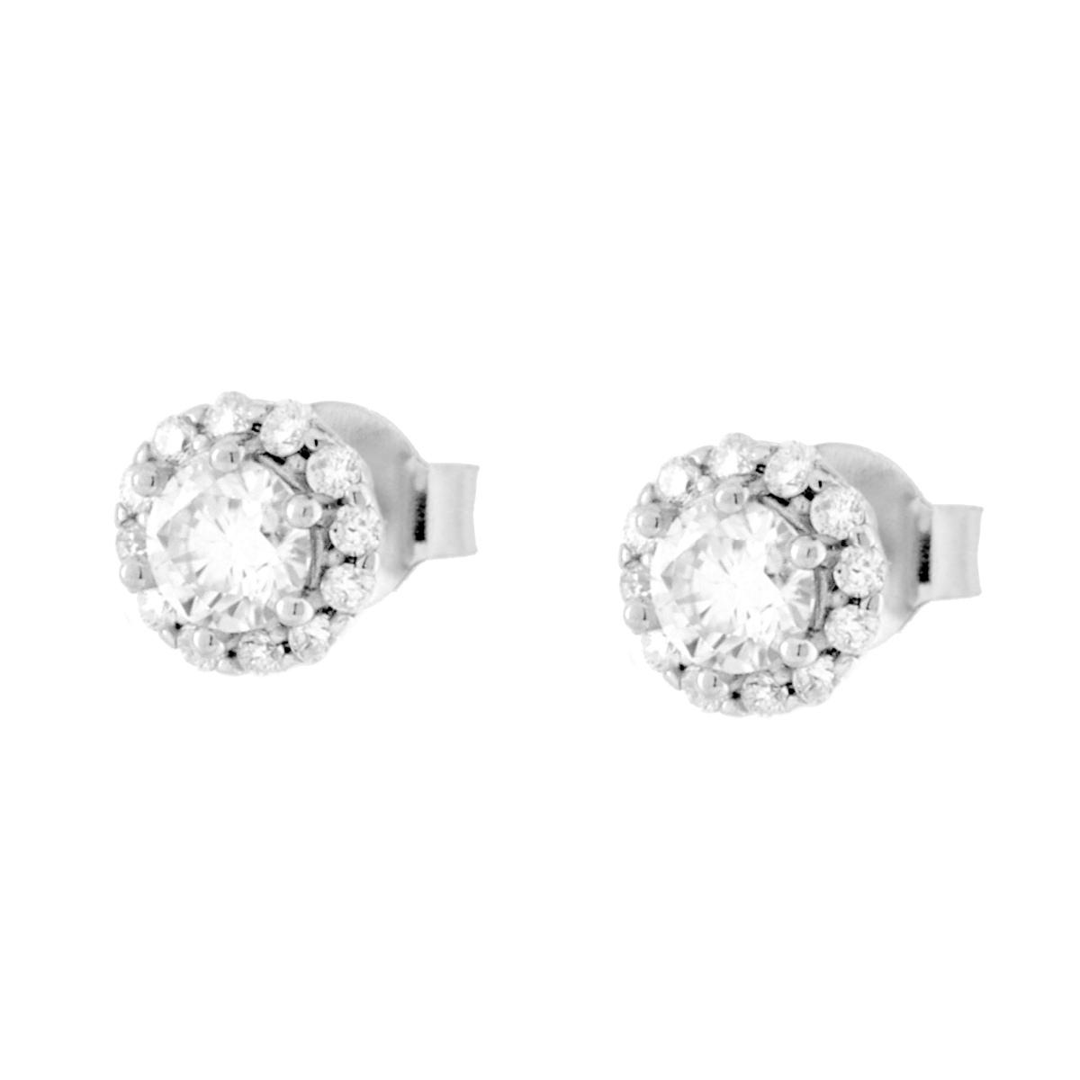 Parure Set Orecchini e Ciondolo Punto Luce Fiore con MOISSANITE Bianchi in ARGENTO 925 Galvanica Rodio
