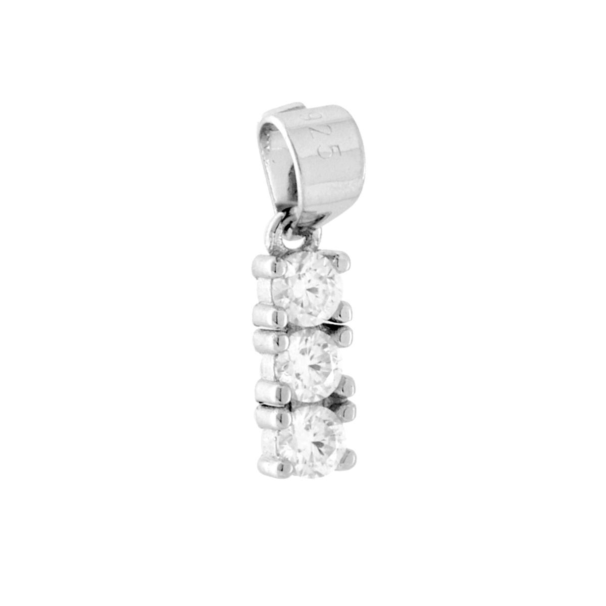 Parure Set Orecchini e Ciondolo Punto Luce Trilogy con MOISSANITE Bianchi in ARGENTO 925 Galvanica Rodio