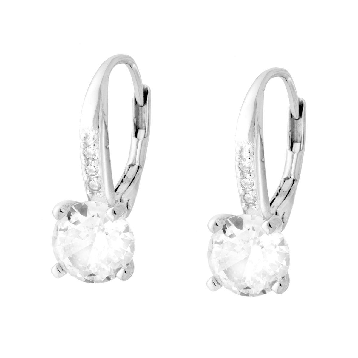 Orecchini Monachella Punto Luce mm 7 e Cubic Zirconia Bianchi in ARGENTO 925 Galvanica Rodio