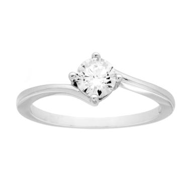 Anello Solitario con Cubic Zirconia Bianco mm 5 in ARGENTO 925 Galvanica Rodio