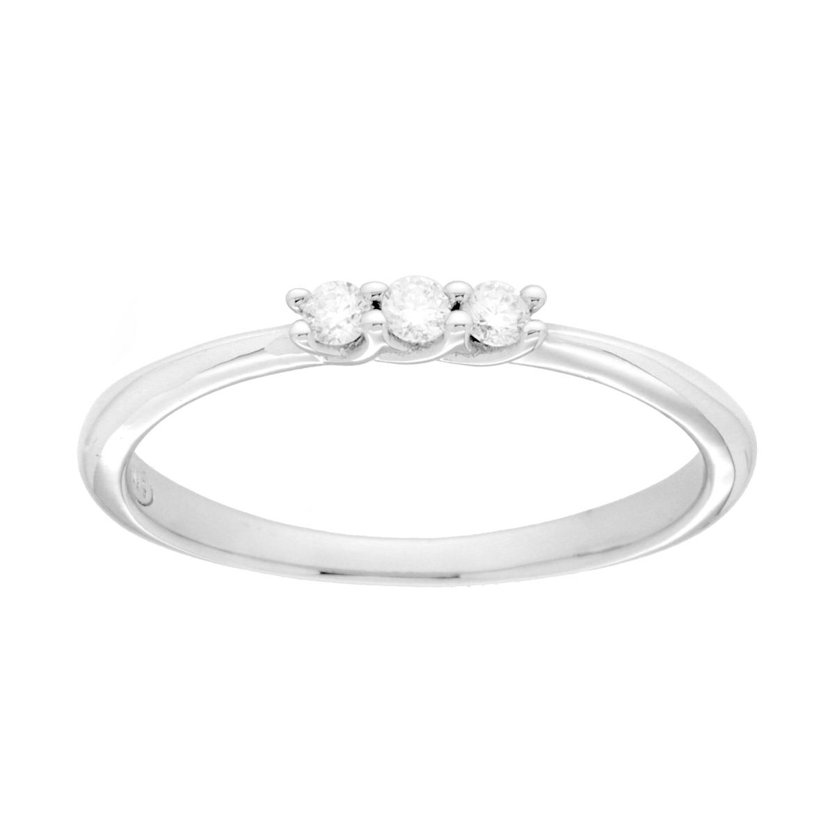 Anello Trilogy con MOISSANITE Bianco mm 2 in ARGENTO 925 Galvanica Rodio