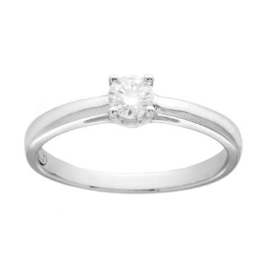 Anello Solitario con MOISSANITE Bianco mm 4 in ARGENTO 925 Galvanica Rodio