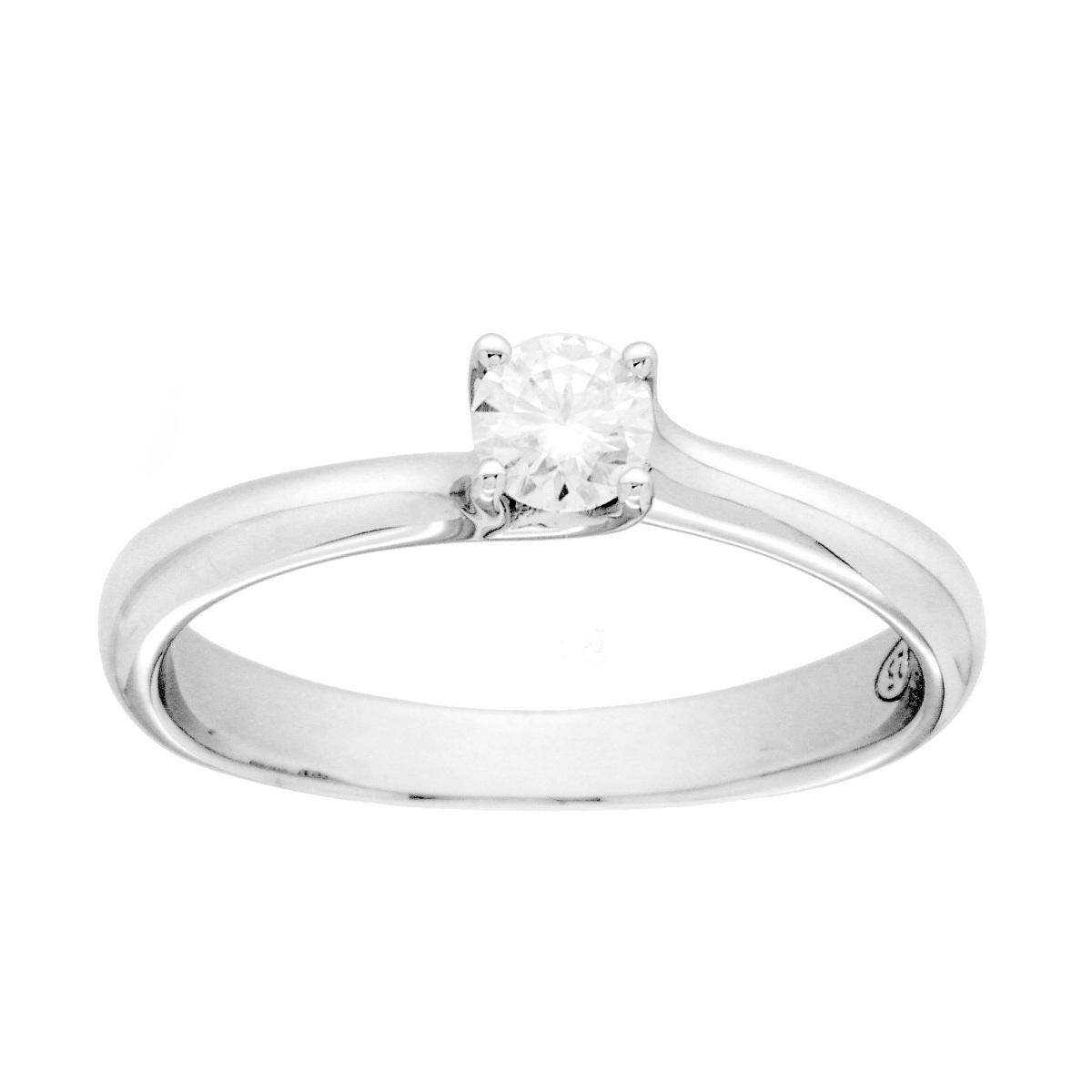 Anello Solitario con MOISSANITE Bianco mm 4 in ARGENTO 925 Galvanica Rodio