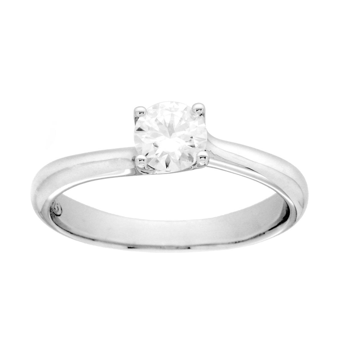 Anello Solitario con MOISSANITE Bianco mm 5 in ARGENTO 925 Galvanica Rodio