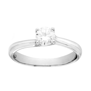 Anello Solitario con MOISSANITE Bianco mm 5 in ARGENTO 925 Galvanica Rodio