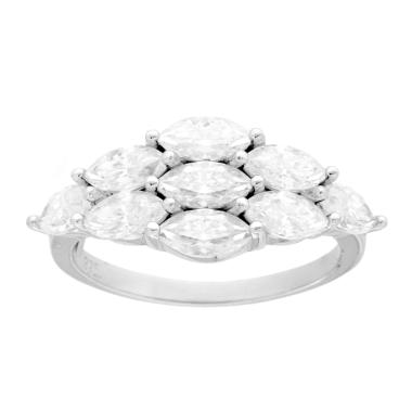 Anello Veretta Romboidale con MOISSANITE mm 3 x 6 Marquise Bianco in ARGENTO 925 Galvanica Rodio