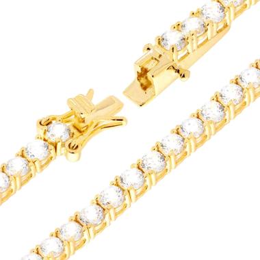Bracciale Tennis Griffe cm 16.5 con Zirconi mm 2.5 Bianchi in ARGENTO 925 Galvanica Oro