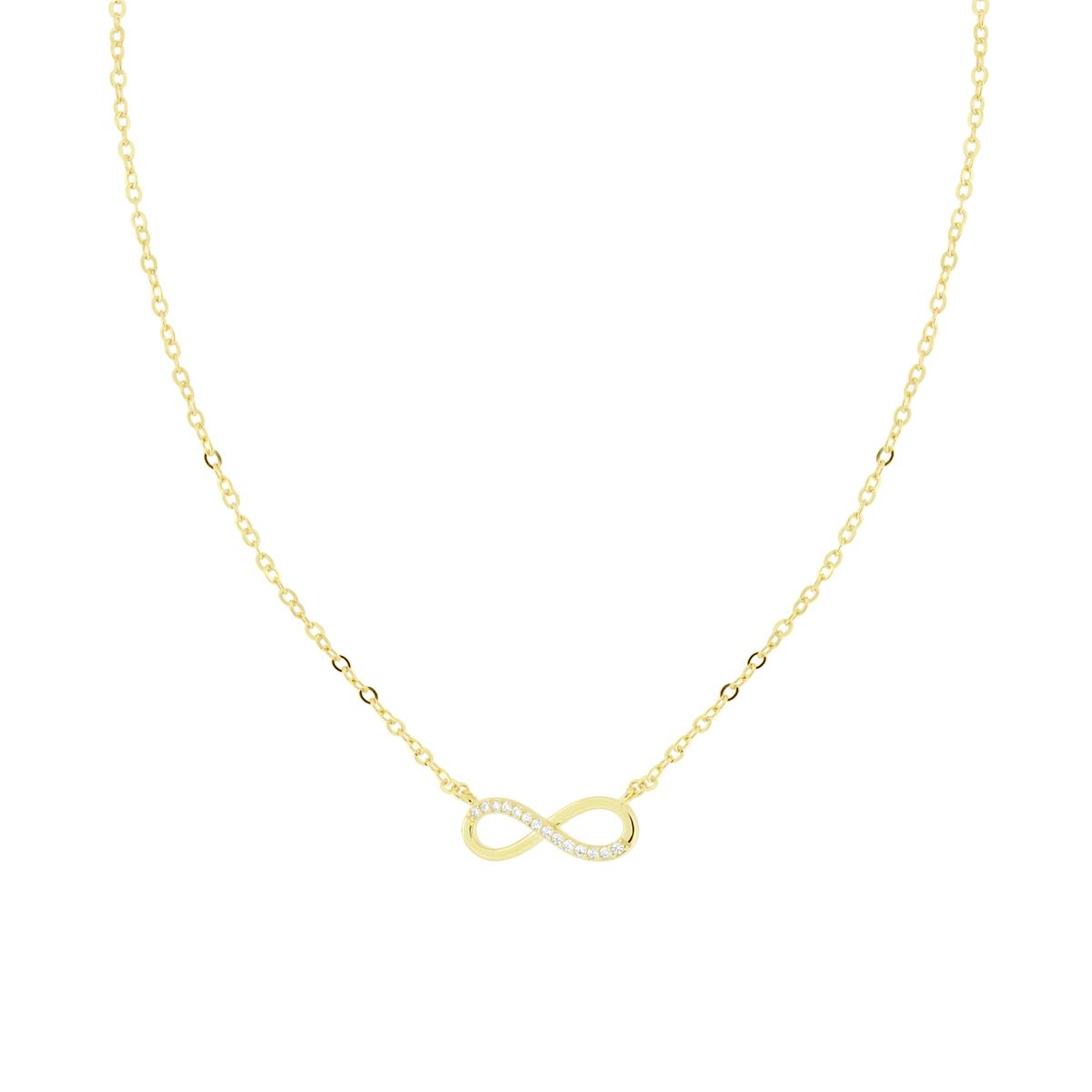 Collana con Infinito e Cubic Zirconia Bianchi in ARGENTO 925 Galvanica Oro