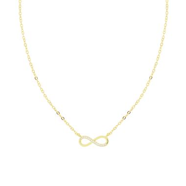 Collana con Infinito e Cubic Zirconia Bianchi in ARGENTO 925 Galvanica Oro