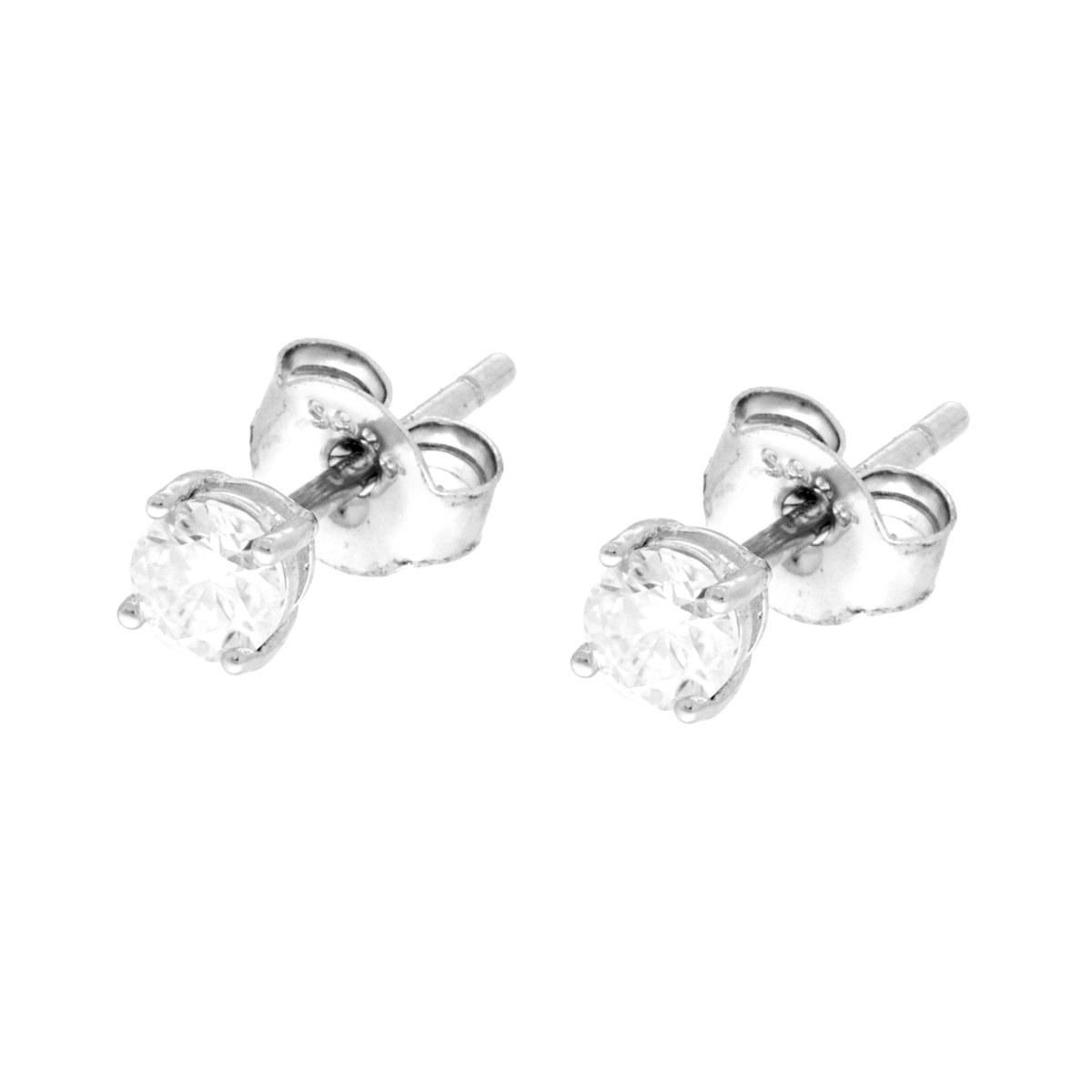 Orecchini Punto Luce Tondo con MOISSANITE Bianco mm 3 in ARGENTO 925 Galvanica Rodio