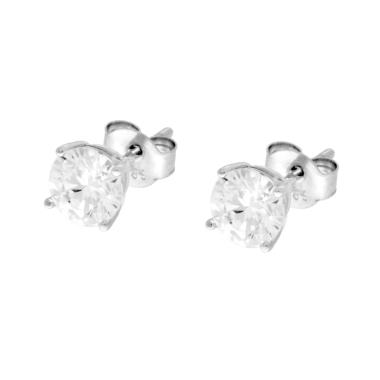 Orecchini Punto Luce Tondo con MOISSANITE Bianco mm 5 in ARGENTO 925 Galvanica Rodio