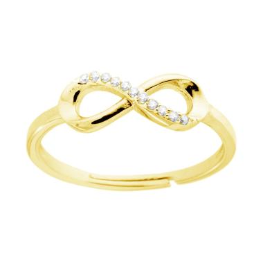 Anello Infinito con Cubic Zirconia Bianchi in ARGENTO 925 Galvanica Oro