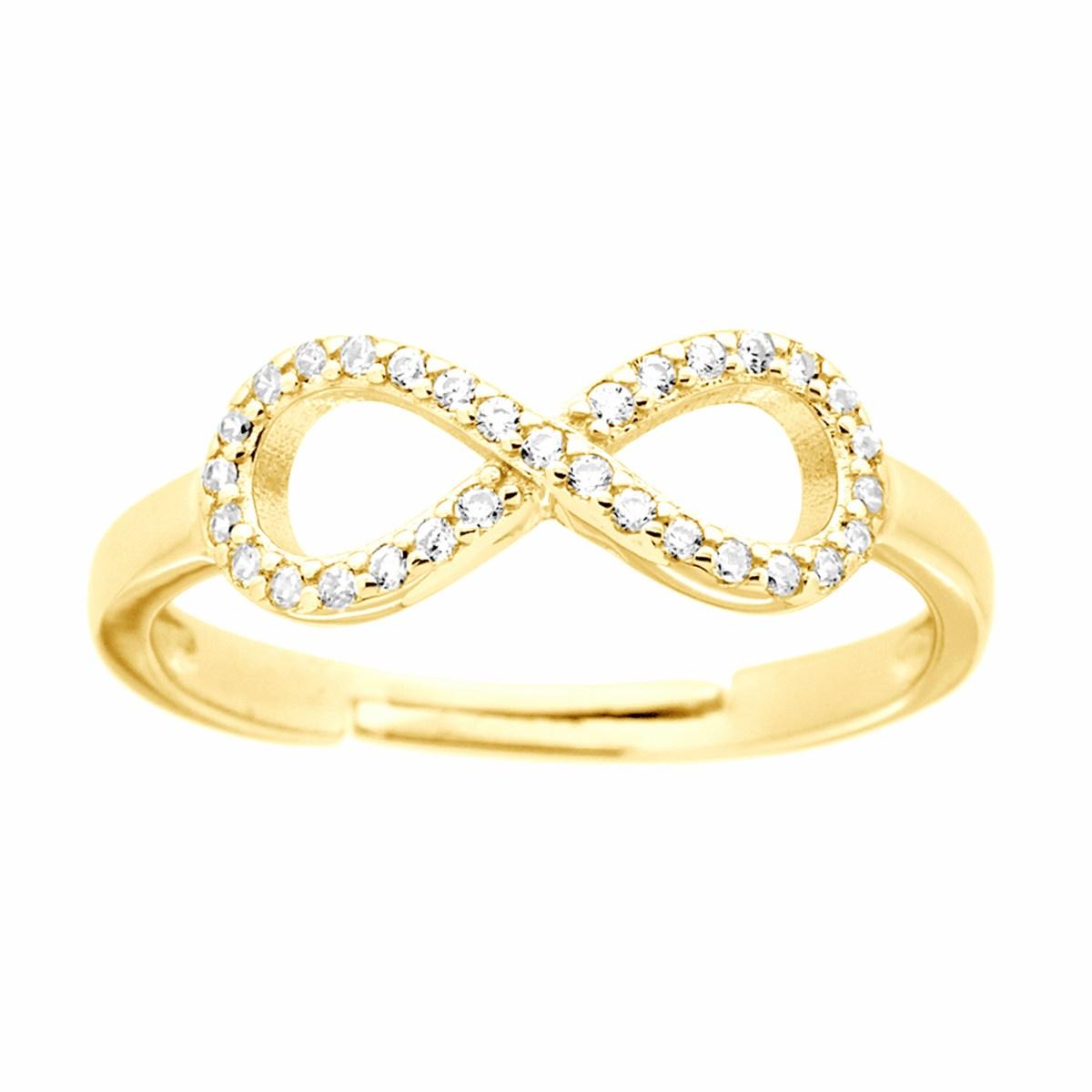 Anello Infinito con Cubic Zirconia Bianchi in ARGENTO 925 Galvanica Oro