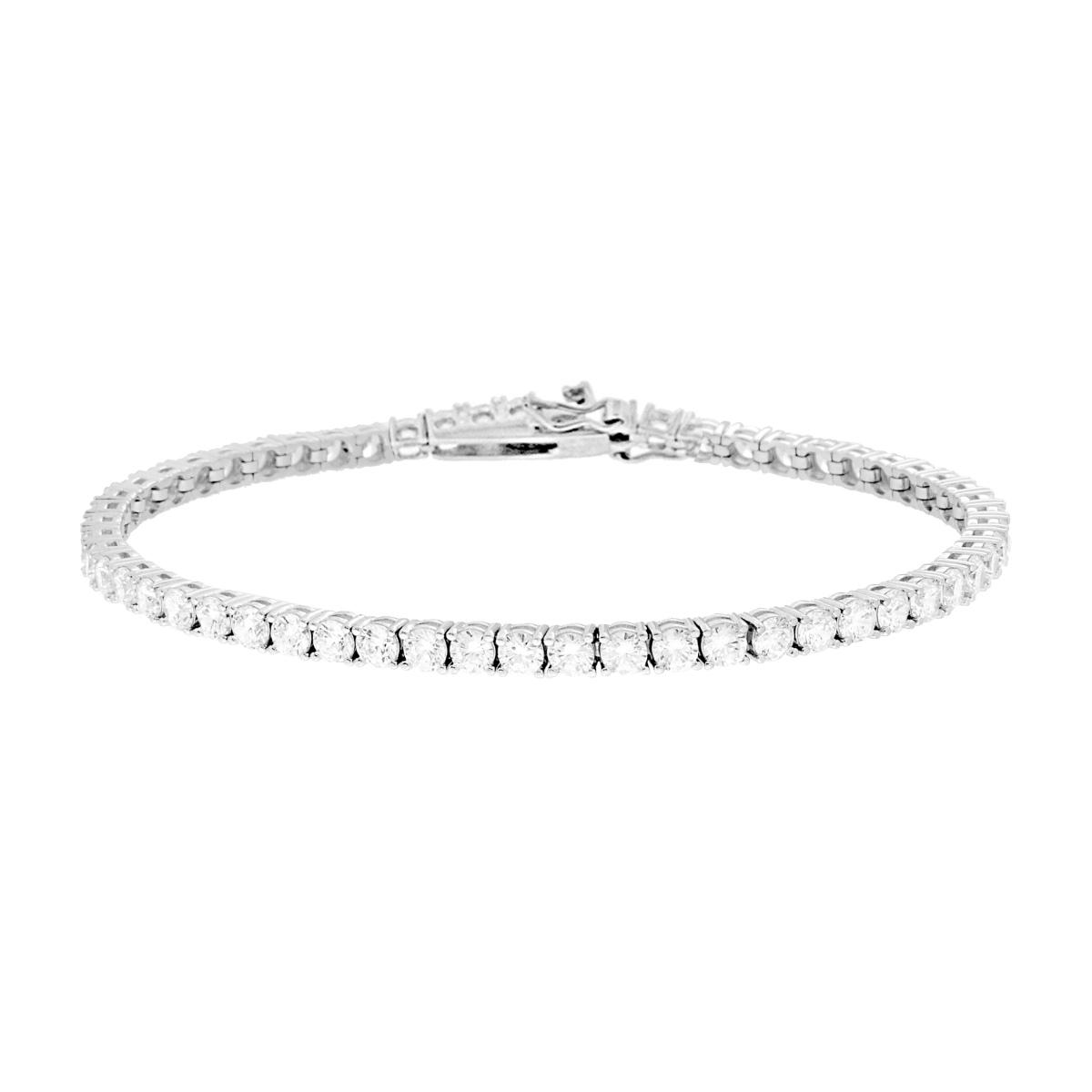 Bracciale Tennis Griffe cm 18 con MOISSANITE Bianco mm 3 in ARGENTO 925 Galvanica Rodio