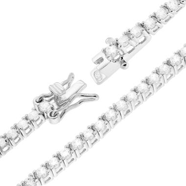 Bracciale Tennis Griffe cm 18 con MOISSANITE Bianco mm 2 in ARGENTO 925 Galvanica Rodio