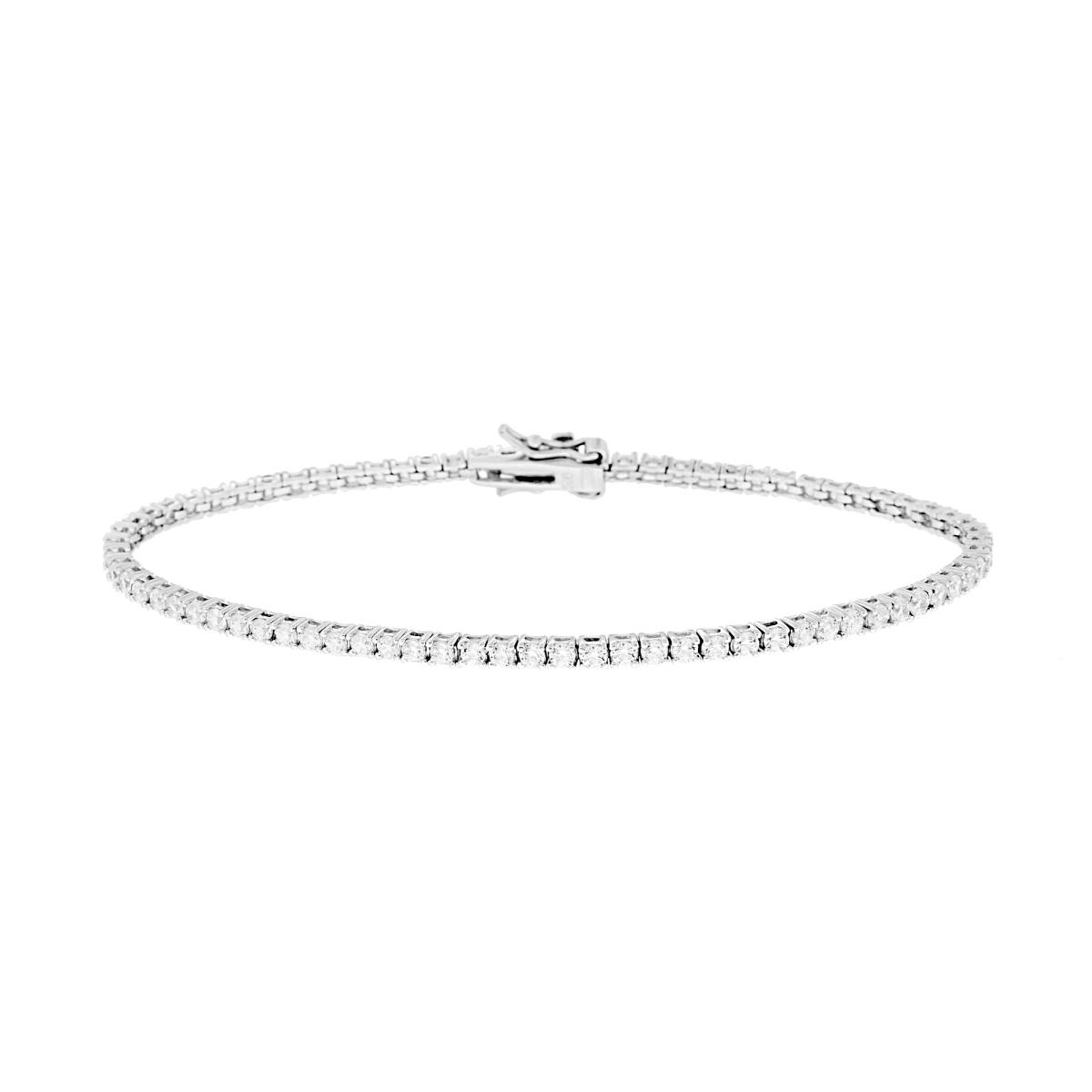 Bracciale Tennis Griffe cm 16.5 con MOISSANITE Bianco mm 2 in ARGENTO 925 Galvanica Rodio