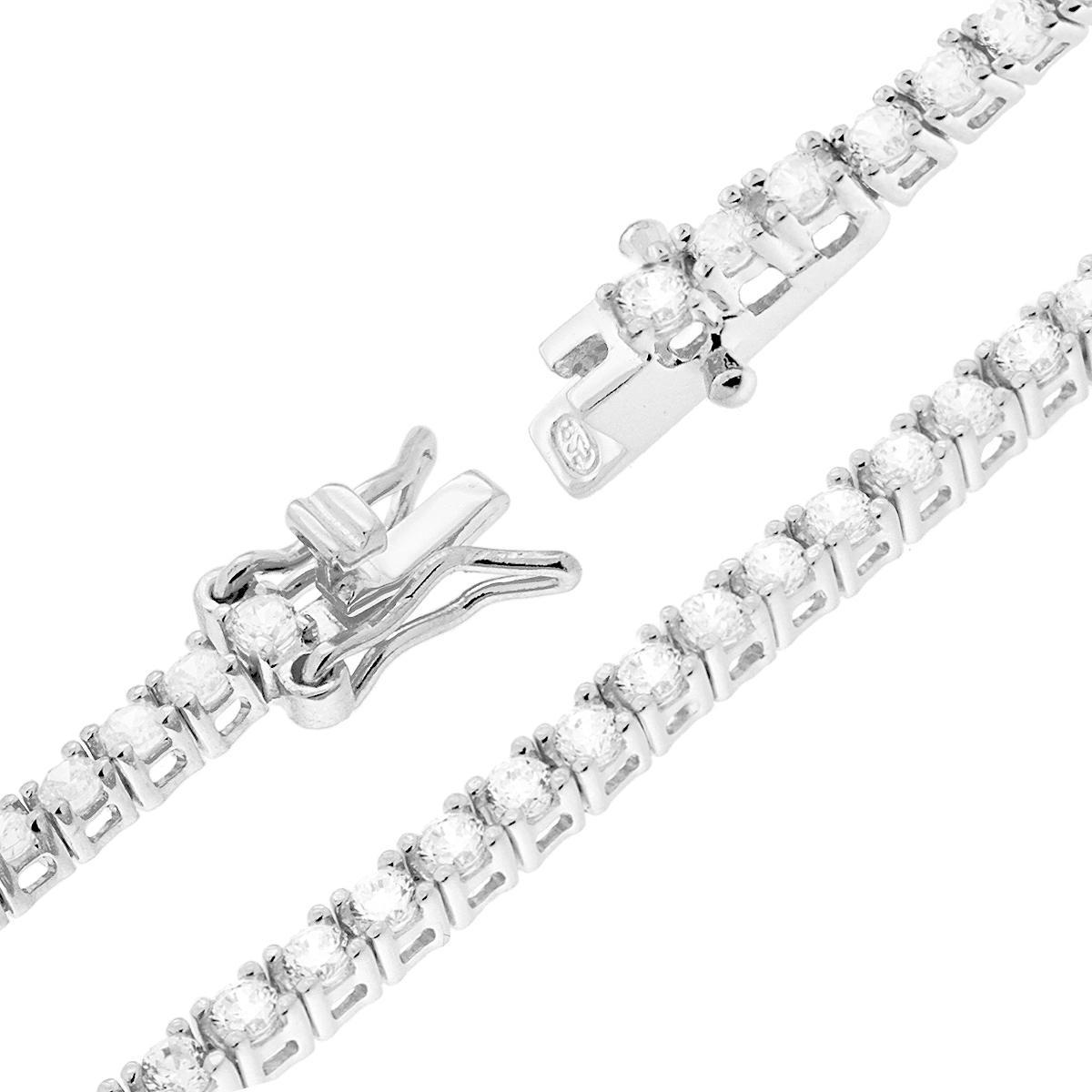 Bracciale Tennis Griffe cm 16.5 con MOISSANITE Bianco mm 2 in ARGENTO 925 Galvanica Rodio