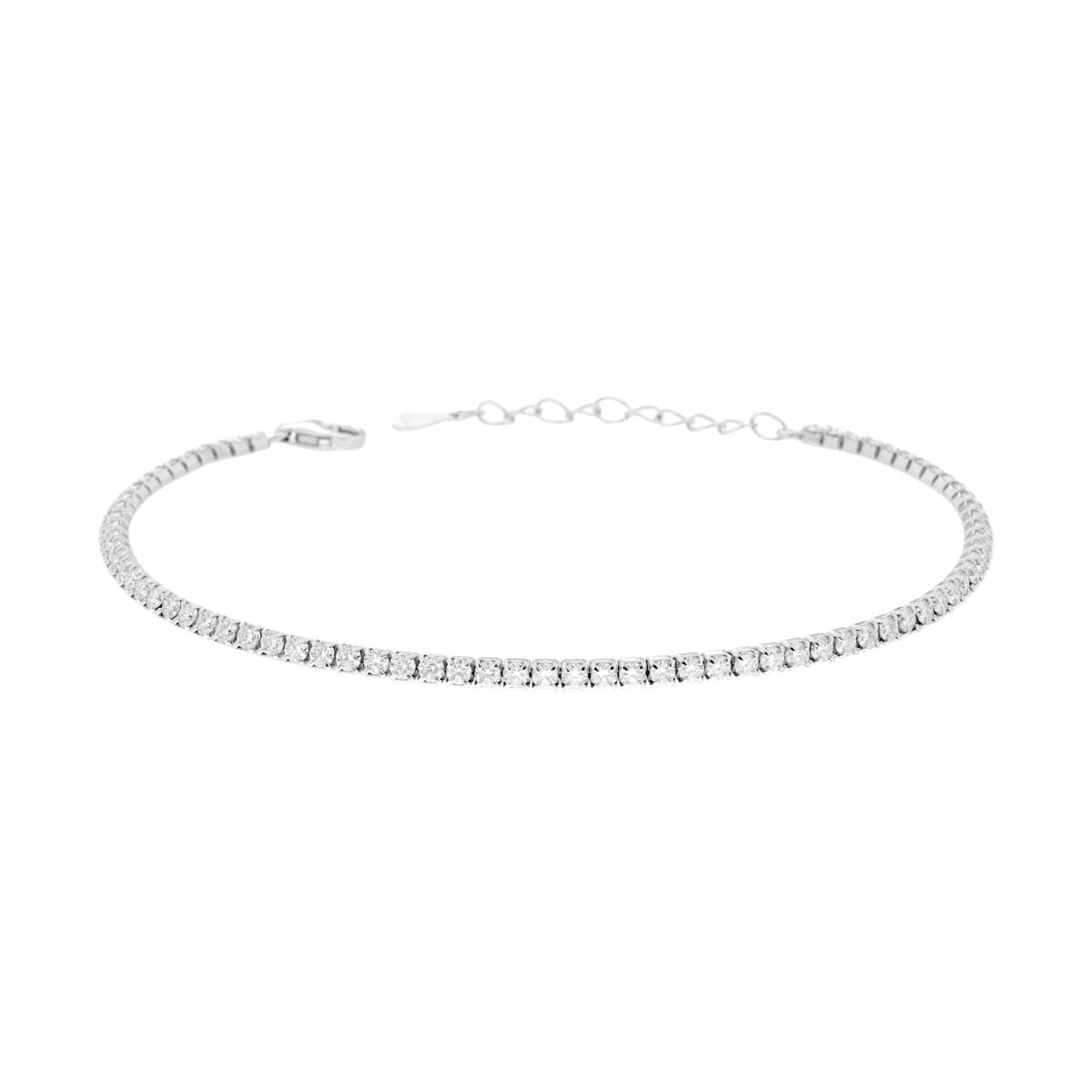 Bracciale Tennis Griffe cm 17+3 con MOISSANITE Bianco mm 2 in ARGENTO 925 Galvanica Rodio