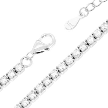 Bracciale Tennis Griffe cm 17+3 con MOISSANITE Bianco mm 2 in ARGENTO 925 Galvanica Rodio