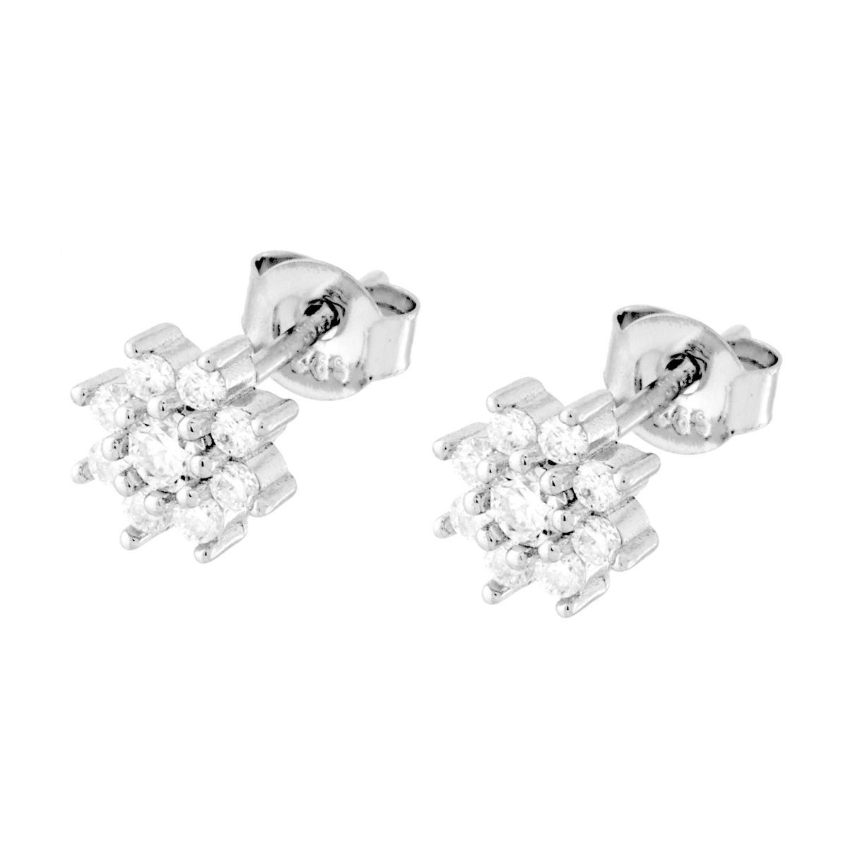 Orecchini Fiore con MOISSANITE Bianco in ARGENTO 925 Galvanica Rodio