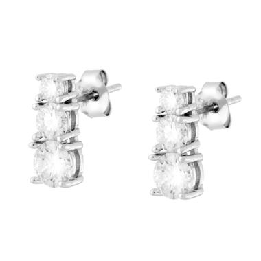Orecchini Punto Luce Trilogy con MAISSONITE Bianco in ARGENTO 925 Galvanica Rodio