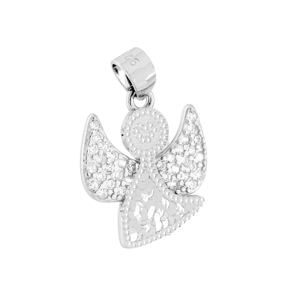 Ciondolo Angelo con Cubic Zirconia Bianchi in ARGENTO 925 Galvanica Rodio