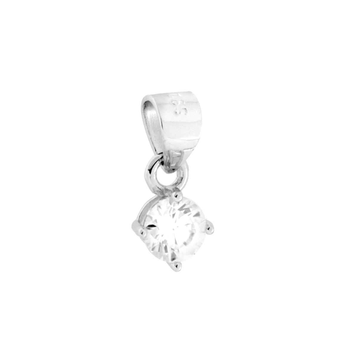 Ciondolo Punto Luce MOISSANITE Bianco mm 4 in ARGENTO 925 Galvanica Rodio