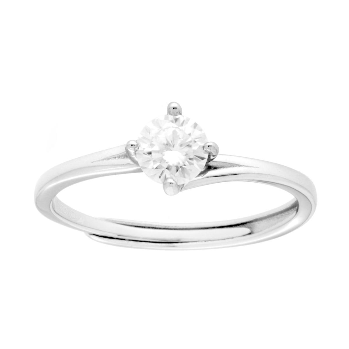 Anello Solitario con MOISSANITE Bianco mm 5 in ARGENTO 925 Galvanica Rodio