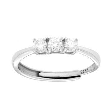 Anello Trilogy con MOISSANITE Bianco mm 3 in ARGENTO 925 Galvanica Rodio
