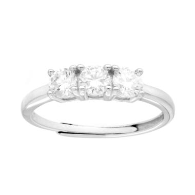 Anello Trilogy con MOISSANITE Bianco mm 4 in ARGENTO 925 Galvanica Rodio