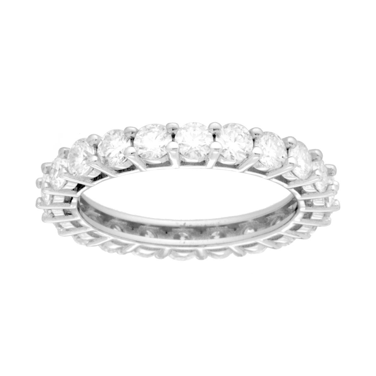 Anello Eternity con MOISSANITE Bianco mm 3 in ARGENTO 925 Galvanica Rodio