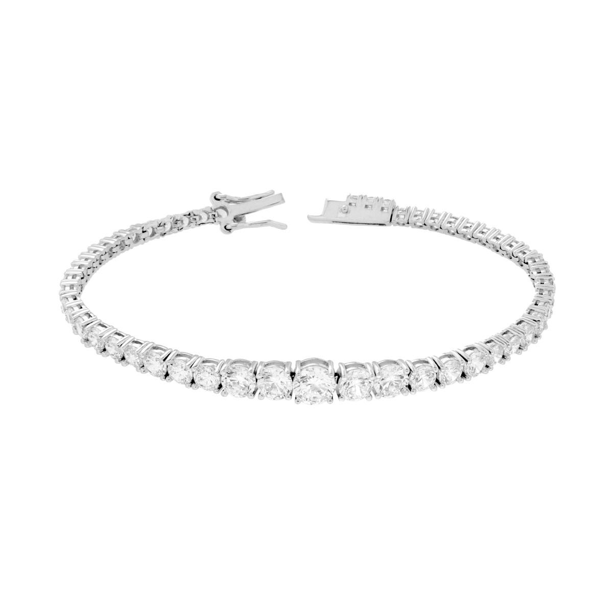 Bracciale Tennis Griffe cm 18 degrade con Cubic Zirconia Bianchi in RAME Galvanica Rodio