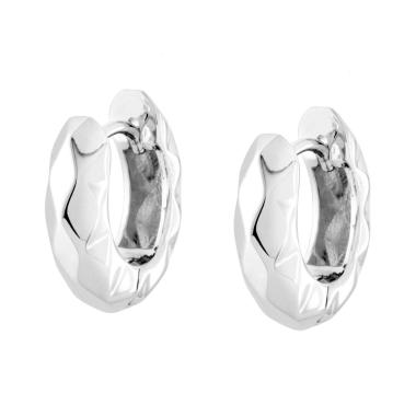 Orecchini Cerchio Diamantato mm 17 in RAME Galvanica Rodio