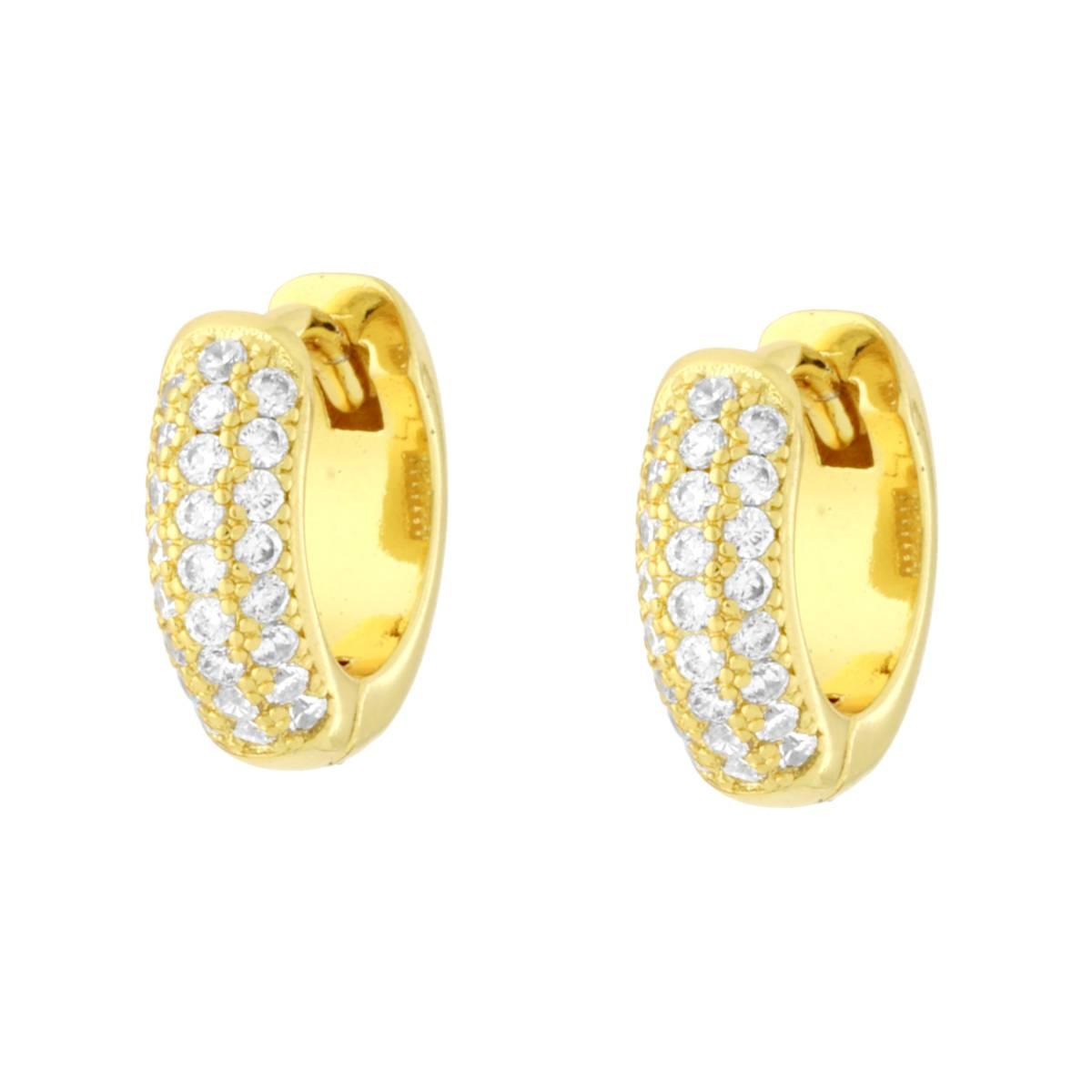 Orecchini Cerchio Creola mm 12 con Cubic Zirconia Bianchi in RAME Galvanica Oro