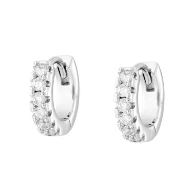 Orecchini Cerchio mm 12 con Cubic Zirconia Bianchi in RAME Galvanica Rodio