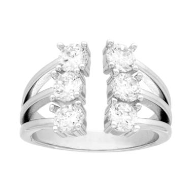 Anello Trilogy Doppio con Cubic Zirconia Bianchi in RAME Galvanica Rodio