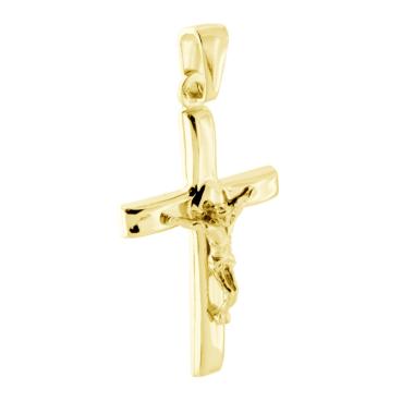 Ciondolo Croce Latina con Cristo in ARGENTO 925 Galvanica Oro