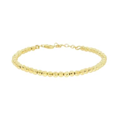Bracciale Catena con Palline Diamantate slash mm 4 in ARGENTO 925 Galvanica Oro