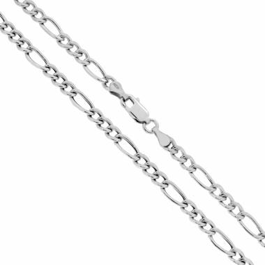 Catena Figaro Alternata 100 3+1 Vuoto sezione mm 4 lunghezza cm 60 in ARGENTO 925 Galvanica Rodio