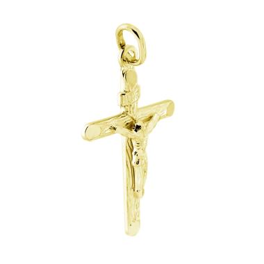 Ciondolo Croce Latina con Cristo in ARGENTO 925 Galvanica Oro