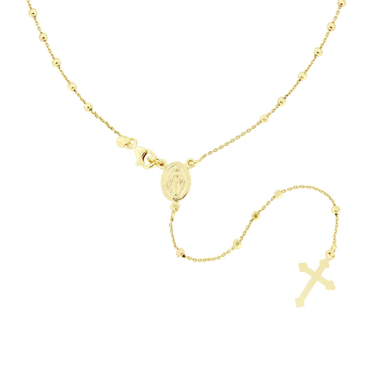 Collana Rosario cm 60 con Grani a pallina Diamantata mm 2.5 in ARGENTO 925 Galvanica Oro