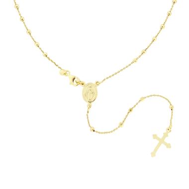 Collana Rosario cm 60 con Grani a pallina Diamantata mm 2.5 in ARGENTO 925 Galvanica Oro