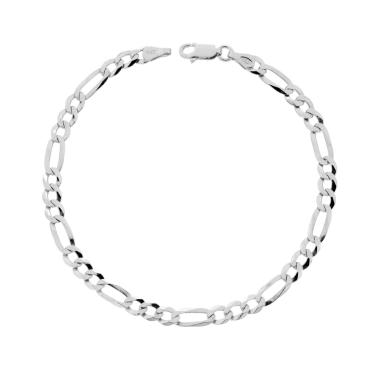 Bracciale Catena Figaro Alternata Extraflat 100 3+1 sezione mm 4.5 lunghezza cm 20 in ARGENTO 925 Galvanica Rodio