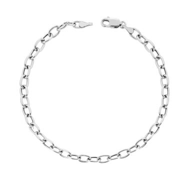 Bracciale Catena Forzatina 100 Vuoto sezione mm 4.2 lunghezza cm 19 in ARGENTO 925 Galvanica Rodio