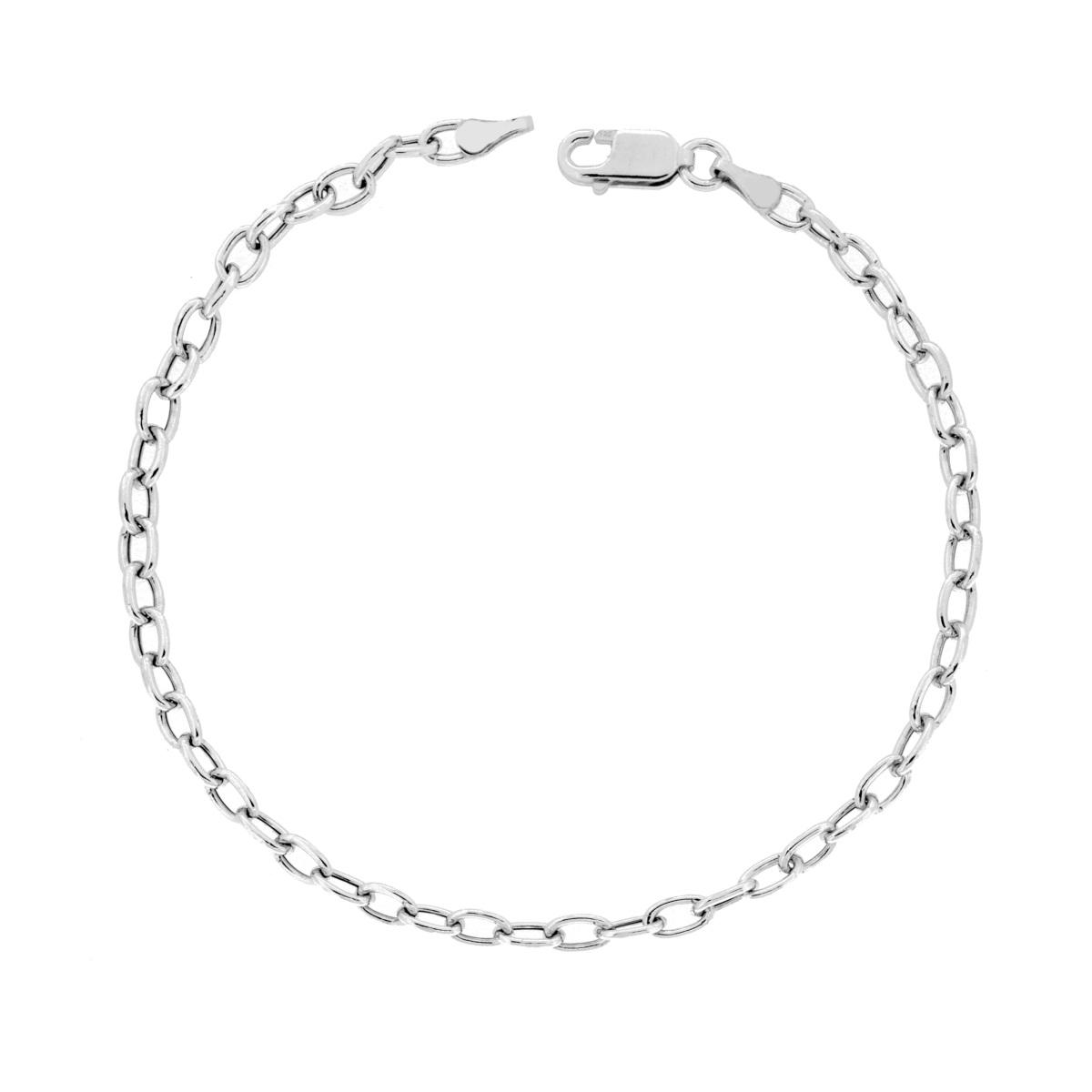 Bracciale Catena Forzatina 080 Vuoto sezione mm 3.1 lunghezza cm 19 in ARGENTO 925 Galvanica Rodio