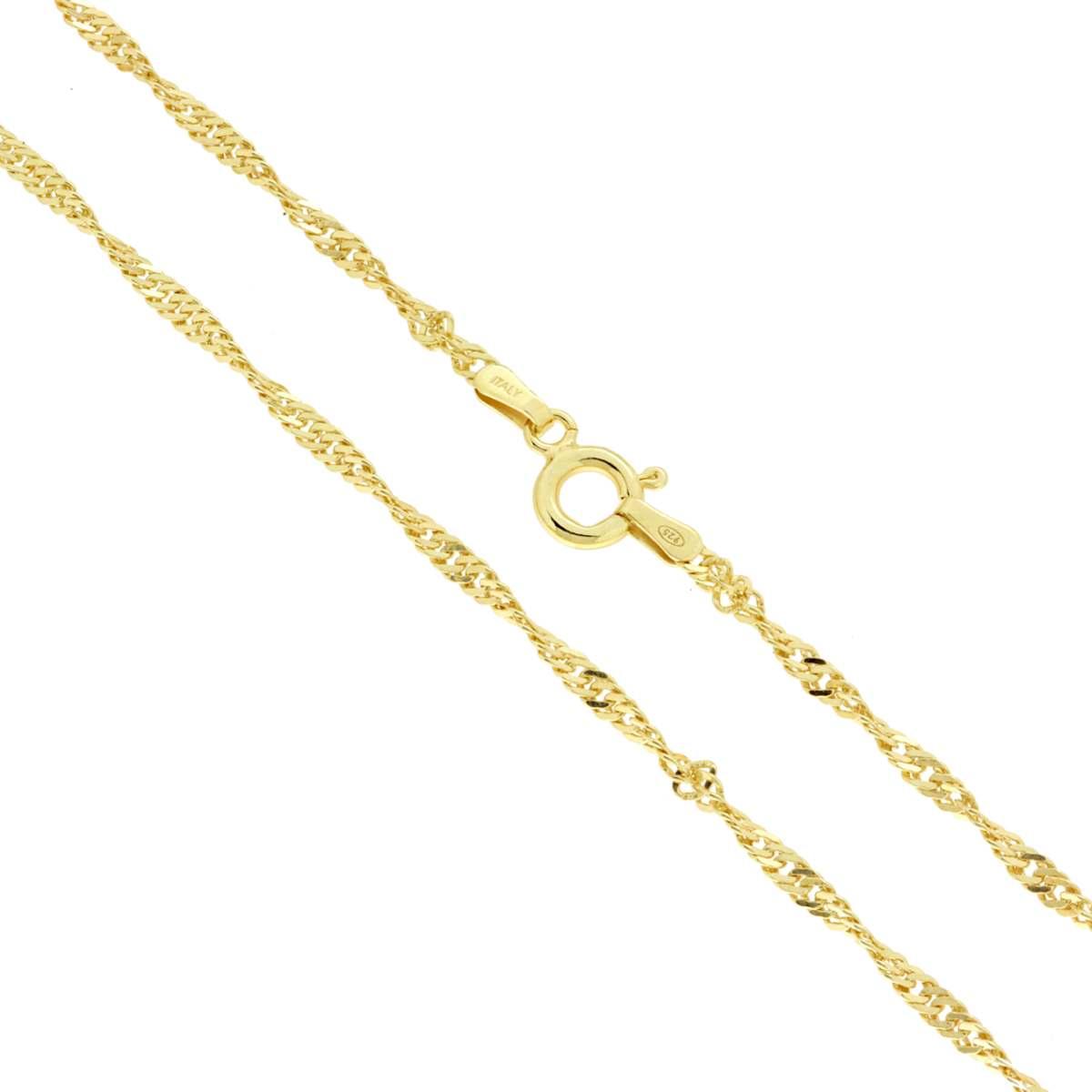 Catena Singapore Diamantata 040 sezione mm 2.1 lunghezza cm 45 in ARGENTO 925 Galvanica Oro